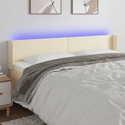 vidaXL LED Kopfteil Creme 183x16x78/88 cm Kunstleder