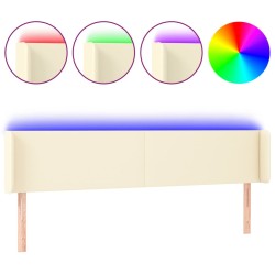 vidaXL LED Kopfteil Creme 183x16x78/88 cm Kunstleder