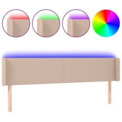 vidaXL LED Kopfteil Cappuccino-Braun 203x16x78/88 cm Kunstleder 