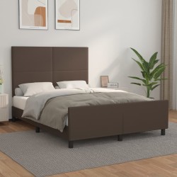 vidaXL Bettgestell mit Kopfteil Braun 140x190 cm Kunstleder