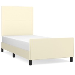 vidaXL Bettgestell mit Kopfteil Creme 90x200 cm Kunstleder