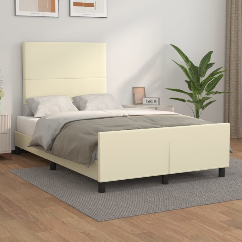 vidaXL Bettgestell mit Kopfteil Creme 120x200 cm Kunstleder vidaXL Bettgestell mit Kopfteil Creme 120x200 cm Kunstleder