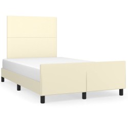 vidaXL Bettgestell mit Kopfteil Creme 120x200 cm Kunstleder