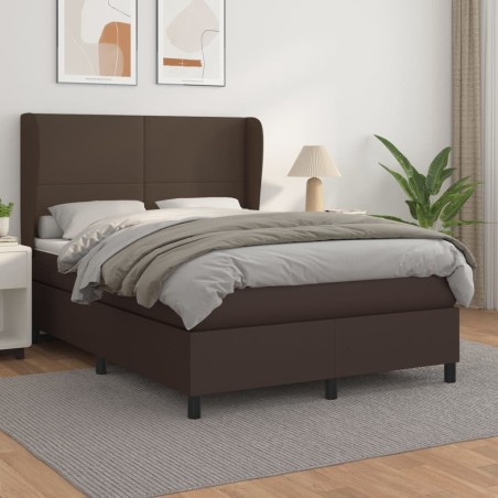 vidaXL Boxspringbett mit Matratze Braun 140x200 cm Kunstleder