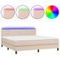vidaXL Boxspringbett mit Matratze & LED Cappuccino-Braun 160x200cm vidaXL Boxspringbett mit Matratze & LED Cappuccino-Braun 160x200cm