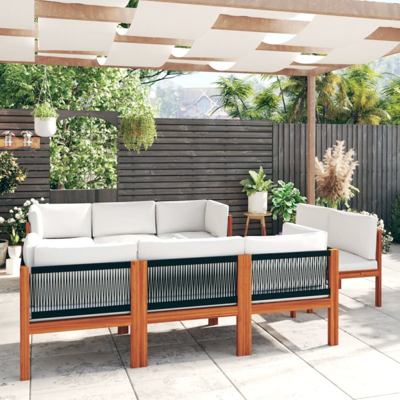 9-tlg. Garten-Lounge-Set mit Kissen Cremeweiß Massivholz Akazie 9-tlg. Garten-Lounge-Set mit Kissen Cremeweiß Massivholz Akazie