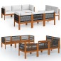 9-tlg. Garten-Lounge-Set mit Kissen Cremeweiß Massivholz Akazie 9-tlg. Garten-Lounge-Set mit Kissen Cremeweiß Massivholz Akazie