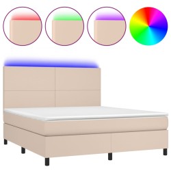 vidaXL Boxspringbett mit Matratze & LED Cappuccino-Braun 160x200cm