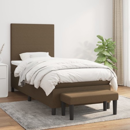 vidaXL Boxspringbett mit Matratze Dunkelbraun 80x200 cm Stoff