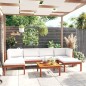 7-tlg. Garten-Lounge-Set mit Kissen Cremeweiß Massivholz Akazie 7-tlg. Garten-Lounge-Set mit Kissen Cremeweiß Massivholz Akazie