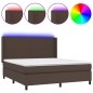 vidaXL Boxspringbett mit Matratze & LED Braun 180x200 cm Kunstleder vidaXL Boxspringbett mit Matratze & LED Braun 180x200 cm Kunstleder
