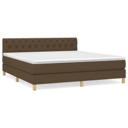vidaXL Boxspringbett mit Matratze Dunkelbraun 160x200 cm Stoff