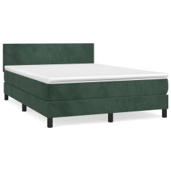 vidaXL Boxspringbett mit Matratze Dunkelgrün 140x200 cm Samt