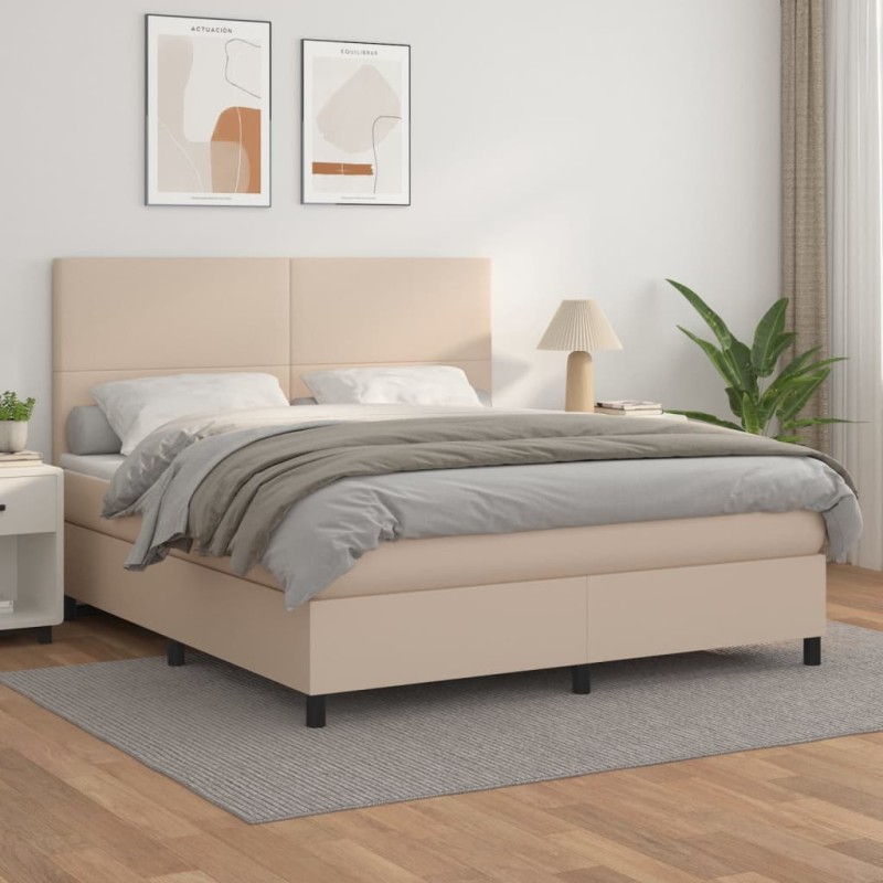 vidaXL Boxspringbett Matratze Cappuccino-Braun 160x200 cm Kunstleder vidaXL Boxspringbett Matratze Cappuccino-Braun 160x200 cm Kunstleder