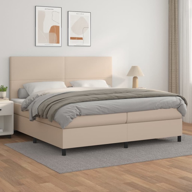 vidaXL Boxspringbett Matratze Cappuccino-Braun 200x200cm Kunstleder vidaXL Boxspringbett Matratze Cappuccino-Braun 200x200cm Kunstleder