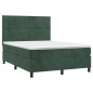 vidaXL Boxspringbett mit Matratze Dunkelgrün 140x200 cm Samt vidaXL Boxspringbett mit Matratze Dunkelgrün 140x200 cm Samt