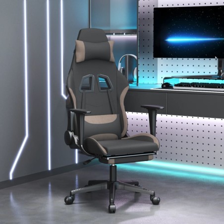 vidaXL Gaming-Stuhl mit Fußstütze Schwarz und Taupe Stoff