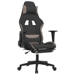 vidaXL Gaming-Stuhl mit Fußstütze Schwarz und Taupe Stoff