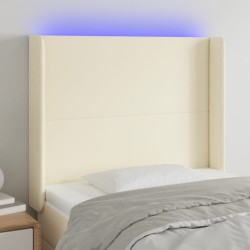 vidaXL LED Kopfteil Creme 93x16x118/128 cm Kunstleder