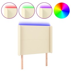 vidaXL LED Kopfteil Creme 93x16x118/128 cm Kunstleder
