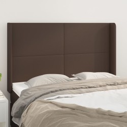 vidaXL Kopfteil mit Ohren Braun 147x16x118/128 cm Kunstleder