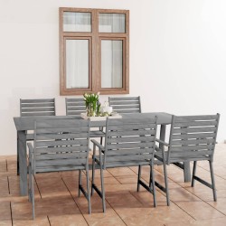 vidaXL 7-tlg. Garten-Essgruppe Grau Massivholz Akazie