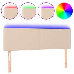vidaXL LED Kopfteil Cappuccino-Braun 144x5x78/88 cm Kunstleder