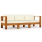 3-Sitzer-Gartensofa mit Cremeweißen Auflagen Massivholz Akazie 3-Sitzer-Gartensofa mit Cremeweißen Auflagen Massivholz Akazie