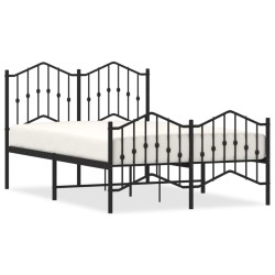 vidaXL Bettgestell mit Kopf- und Fußteil Metall Schwarz 120x200 cm