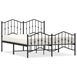 vidaXL Bettgestell mit Kopf- und Fußteil Metall Schwarz 140x190 cm