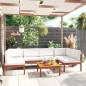 7-tlg. Garten-Lounge-Set mit Kissen Cremeweiß Massivholz Akazie 7-tlg. Garten-Lounge-Set mit Kissen Cremeweiß Massivholz Akazie