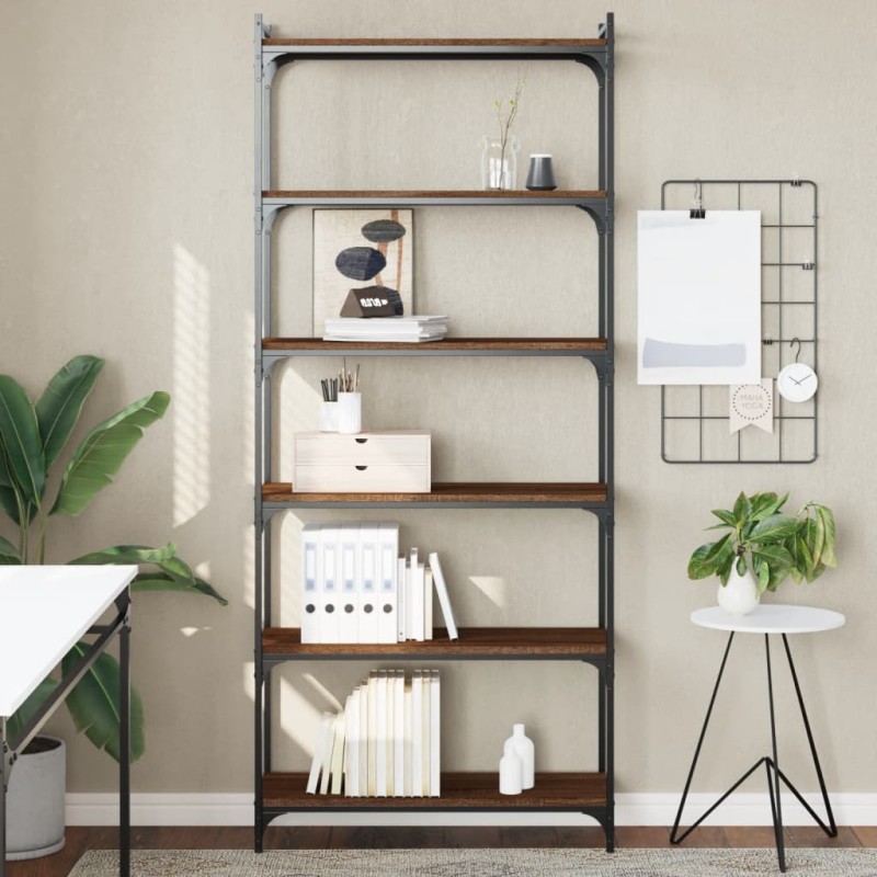vidaXL Bücherregal 6 Böden Braun Eiche-Optik 80x30x188cm Holzwerkstoff vidaXL Bücherregal 6 Böden Braun Eiche-Optik 80x30x188cm Holzwerkstoff