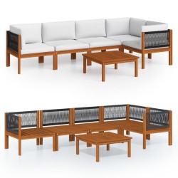 vidaXL 6-tlg. Garten-Lounge-Set mit Kissen Cremeweiß Massivholz Akazie