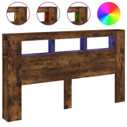vidaXL LED-Kopfteil Räuchereiche 180x18,5x103,5 cm Holzwerkstoff