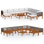 11-tlg. Garten-Lounge-Set mit Kissen Cremeweiß Massivholz Akazie 11-tlg. Garten-Lounge-Set mit Kissen Cremeweiß Massivholz Akazie
