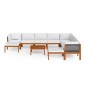 11-tlg. Garten-Lounge-Set mit Kissen Cremeweiß Massivholz Akazie 11-tlg. Garten-Lounge-Set mit Kissen Cremeweiß Massivholz Akazie