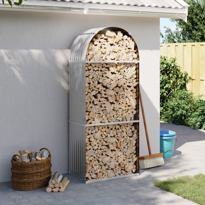 vidaXL Kaminholzunterstand Hellgrau 80x45x190 cm Verzinkter Stahl vidaXL Kaminholzunterstand Hellgrau 80x45x190 cm Verzinkter Stahl