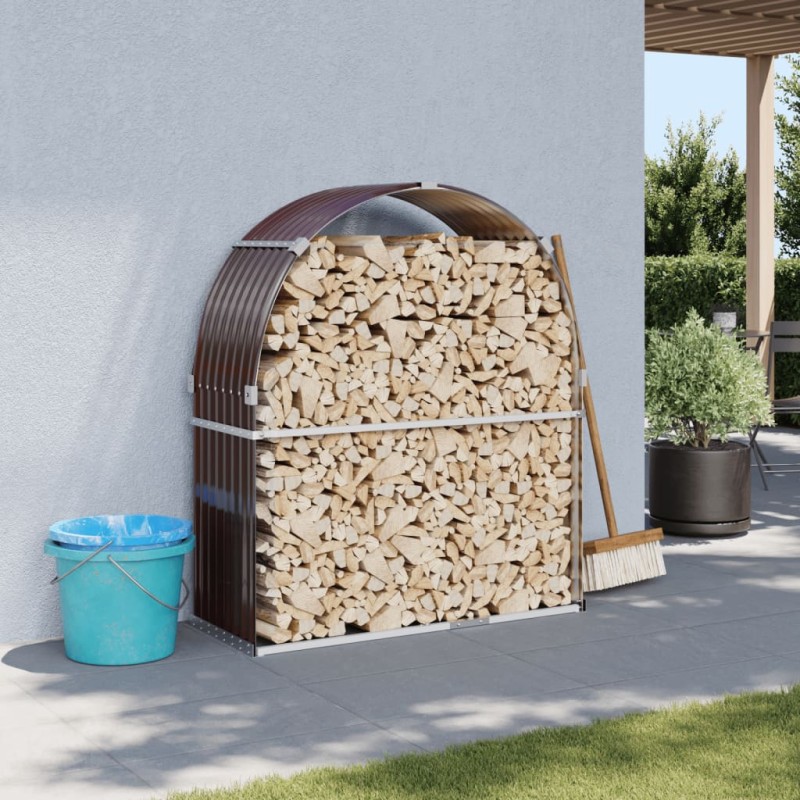 vidaXL Kaminholzunterstand Braun 120x45x140 cm Verzinkter Stahl vidaXL Kaminholzunterstand Braun 120x45x140 cm Verzinkter Stahl