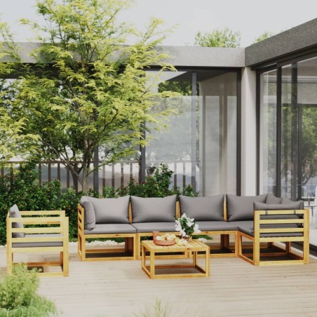 vidaXL 7-tlg. Garten-Lounge-Set mit Auflagen Massivholz Akazie