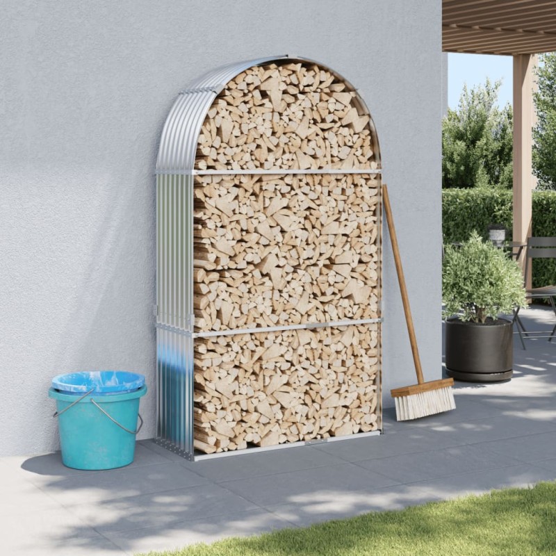 vidaXL Kaminholzunterstand Silbern 120x45x210 cm Verzinkter Stahl vidaXL Kaminholzunterstand Silbern 120x45x210 cm Verzinkter Stahl
