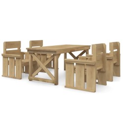 vidaXL 5-tlg. Garten-Essgruppe Massivholz Kiefer Imprägniert