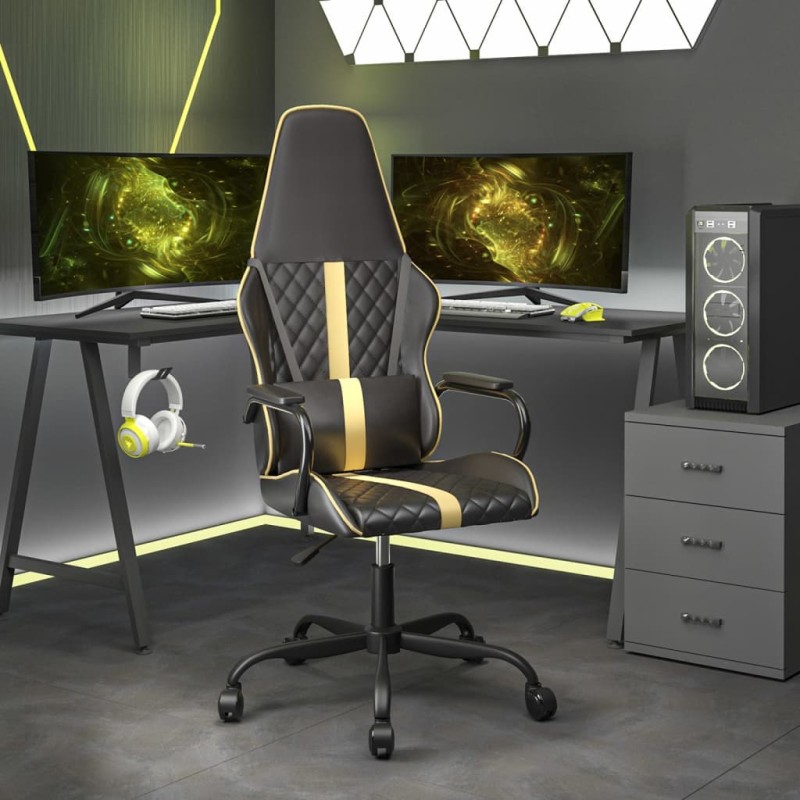 vidaXL Gaming-Stuhl Schwarz und Golden Kunstleder vidaXL Gaming-Stuhl Schwarz und Golden Kunstleder