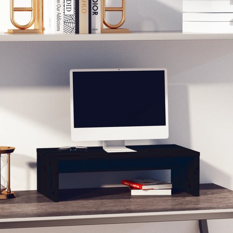 vidaXL Monitorständer Schwarz 50x27x15 cm Massivholz Kiefer vidaXL Monitorständer Schwarz 50x27x15 cm Massivholz Kiefer