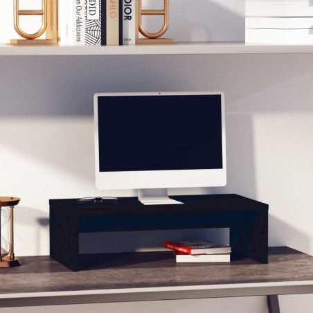 vidaXL Monitorständer Schwarz 50x27x15 cm Massivholz Kiefer