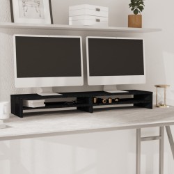 vidaXL Monitorständer Schwarz 100x24x13 cm Massivholz Kiefer