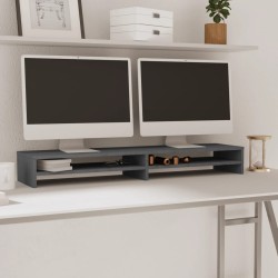 vidaXL Monitorständer Grau 100x24x13 cm Massivholz Kiefer