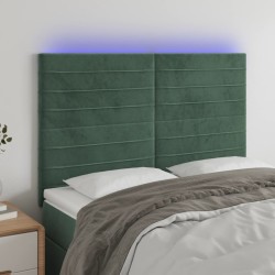 vidaXL LED Kopfteil Dunkelgrün 144x5x118/128 cm Samt