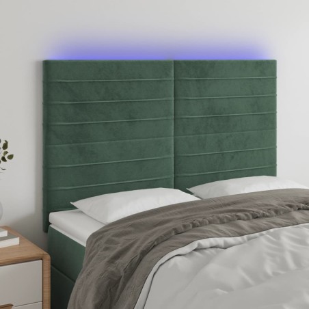 vidaXL LED Kopfteil Dunkelgrün 144x5x118/128 cm Samt