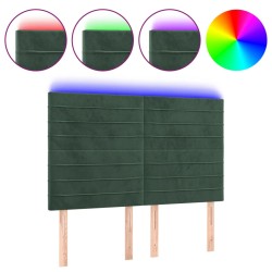 vidaXL LED Kopfteil Dunkelgrün 144x5x118/128 cm Samt