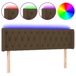 vidaXL LED Kopfteil Dunkelbraun 163x16x78/88 cm Stoff